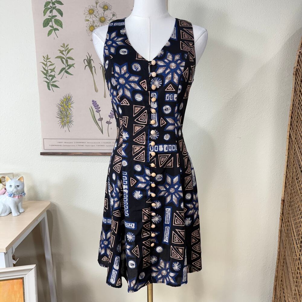 Vintage 90s Corset Lace Up Back Mini Dress Hippie Boho Fairy Grunge Coastal XS